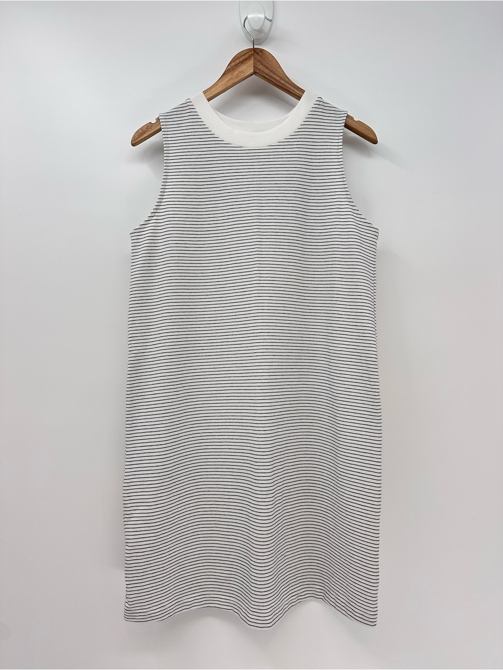 A New Day White & Black Striped High Neck Tank Mini Dress Size M